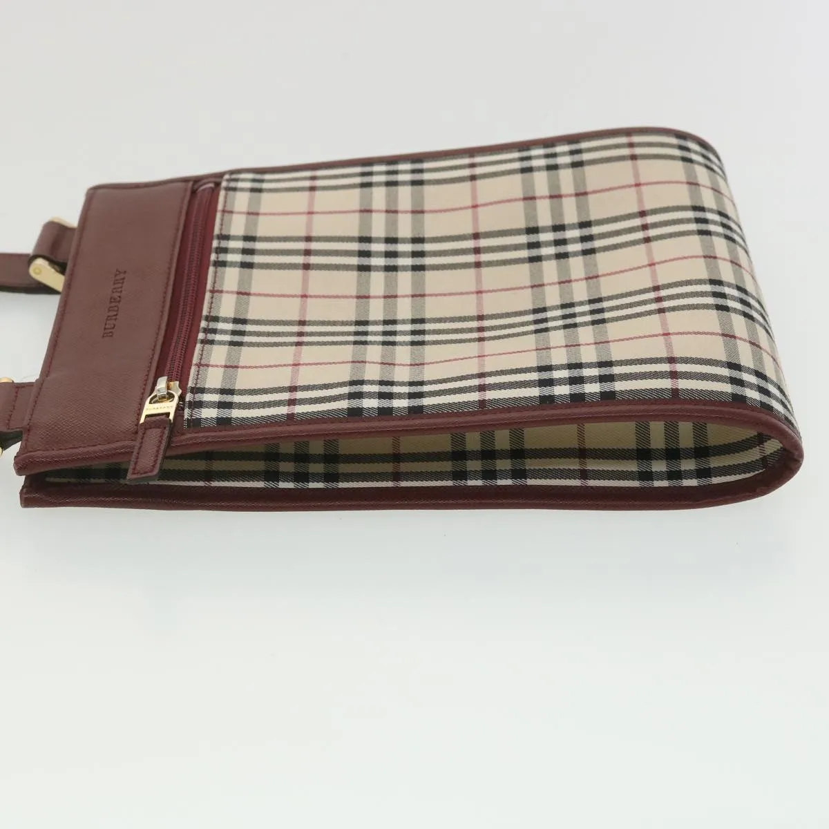 Trendy Inspired Burberry Nova Check Shoulder Bag Canvas Beige Wine Red Black Auth Yk5688