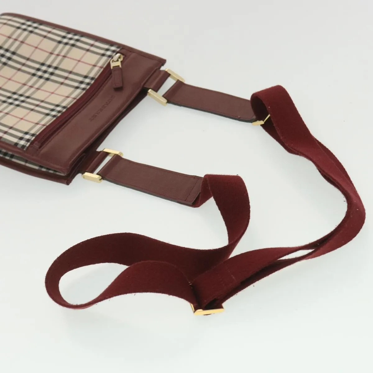 Trendy Inspired Burberry Nova Check Shoulder Bag Canvas Beige Wine Red Black Auth Yk5688