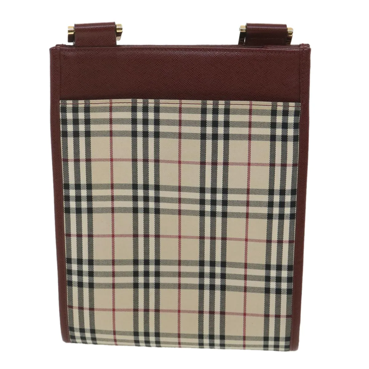 Trendy Inspired Burberry Nova Check Shoulder Bag Canvas Beige Wine Red Black Auth Yk5688