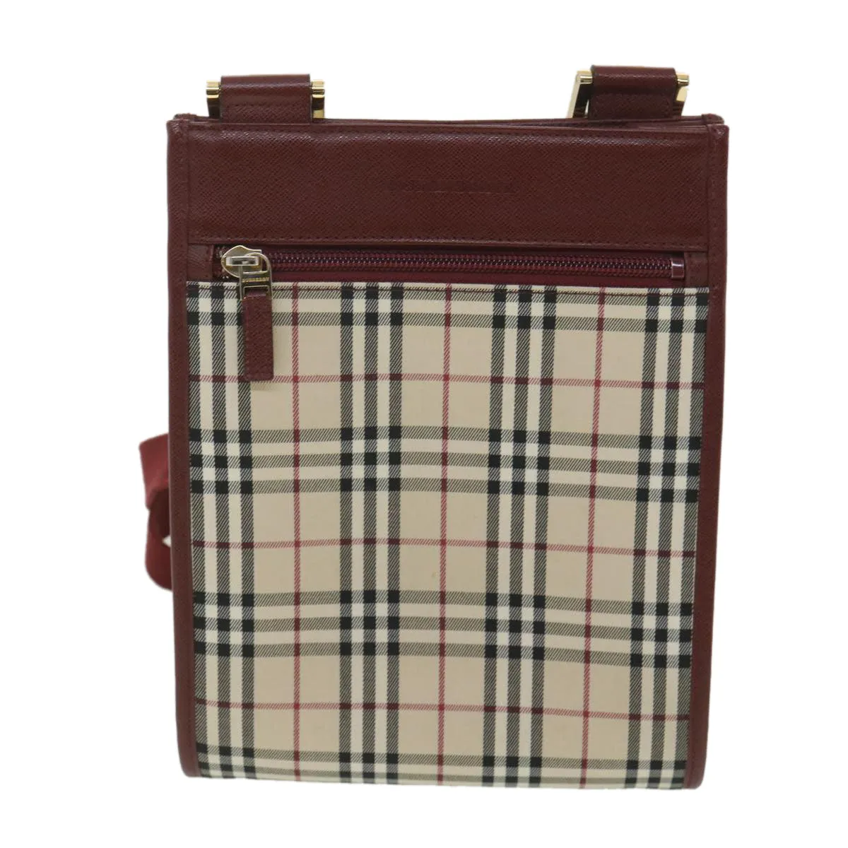 Trendy Inspired Burberry Nova Check Shoulder Bag Canvas Beige Wine Red Black Auth Yk5688