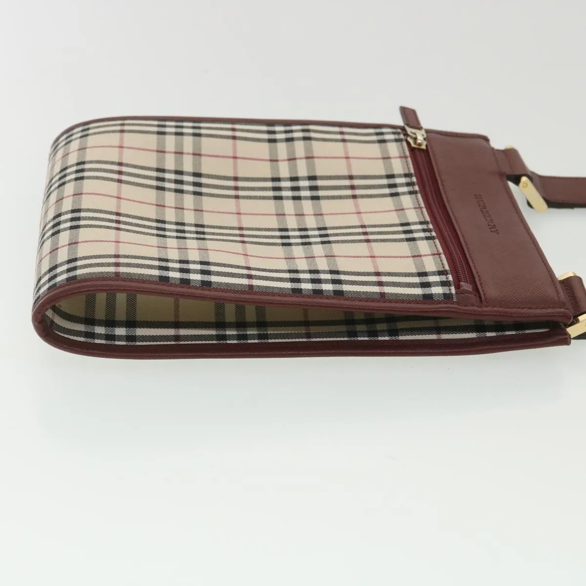 Trendy Inspired Burberry Nova Check Shoulder Bag Canvas Beige Wine Red Black Auth Yk5688