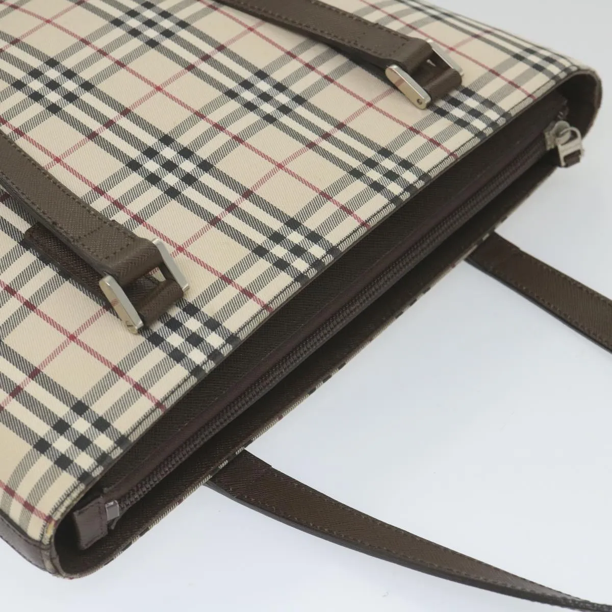 Trendy Inspired Burberry Nova Check Tote Bag Nylon Beige Auth 59816