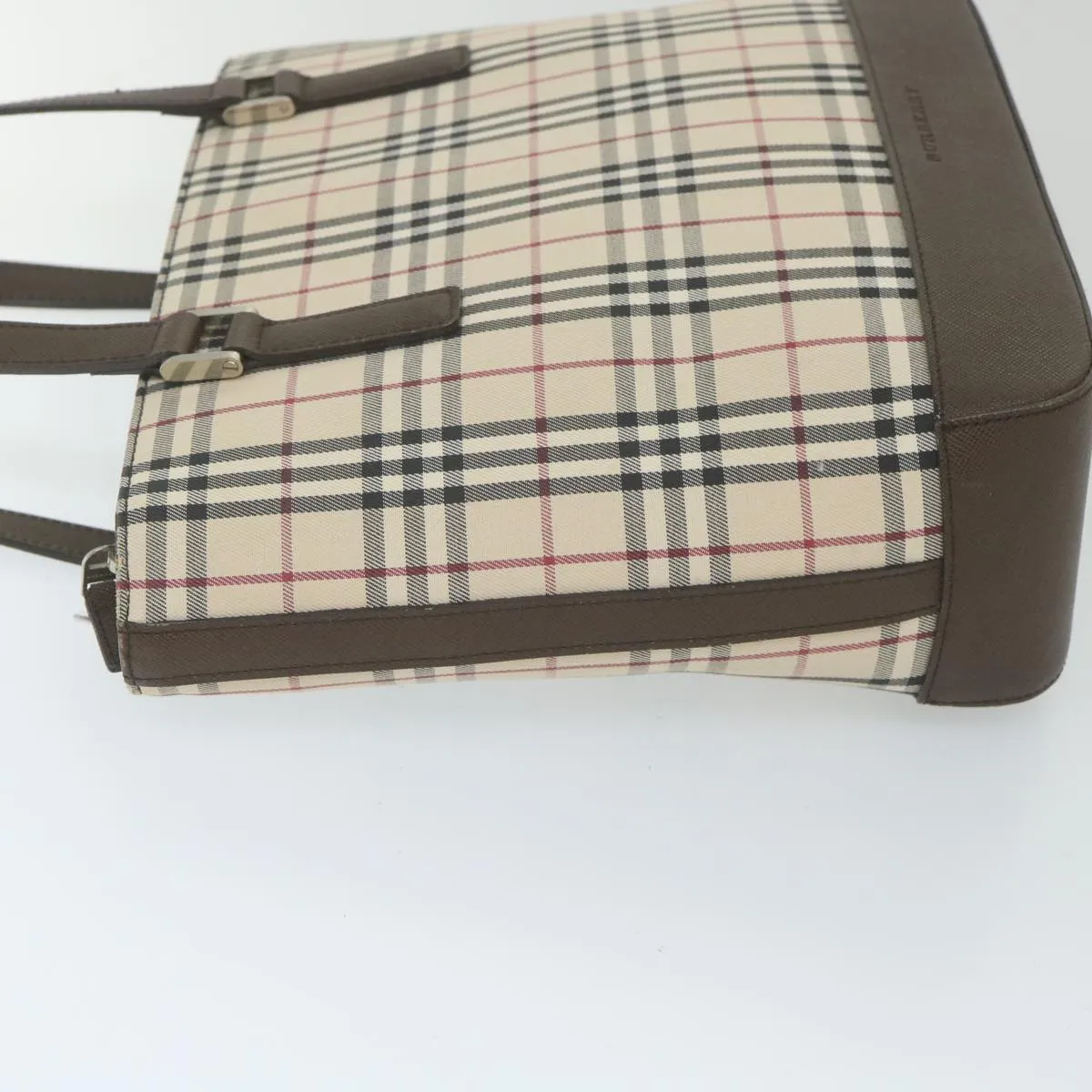 Trendy Inspired Burberry Nova Check Tote Bag Nylon Beige Auth 59816