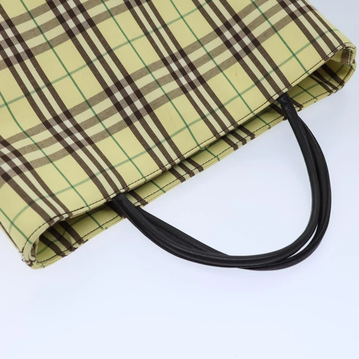 Trendy Inspired Burberry Nova Check Tote Bag Nylon Yellow Auth 72168