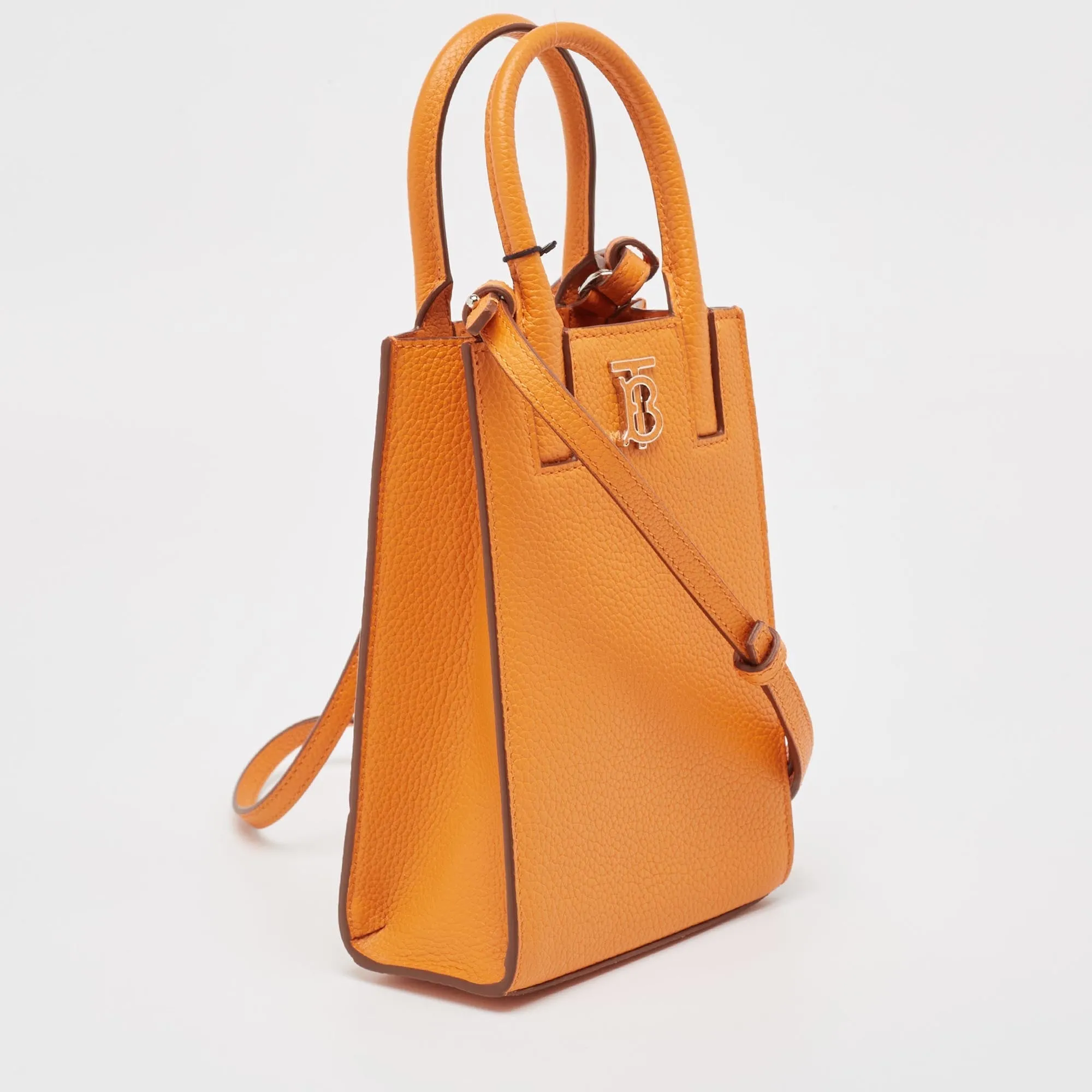 Trendy Inspired Burberry Orange Leather Tb Logo Phone Crossbody Bag