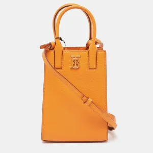 Trendy Inspired Burberry Orange Leather Tb Logo Phone Crossbody Bag
