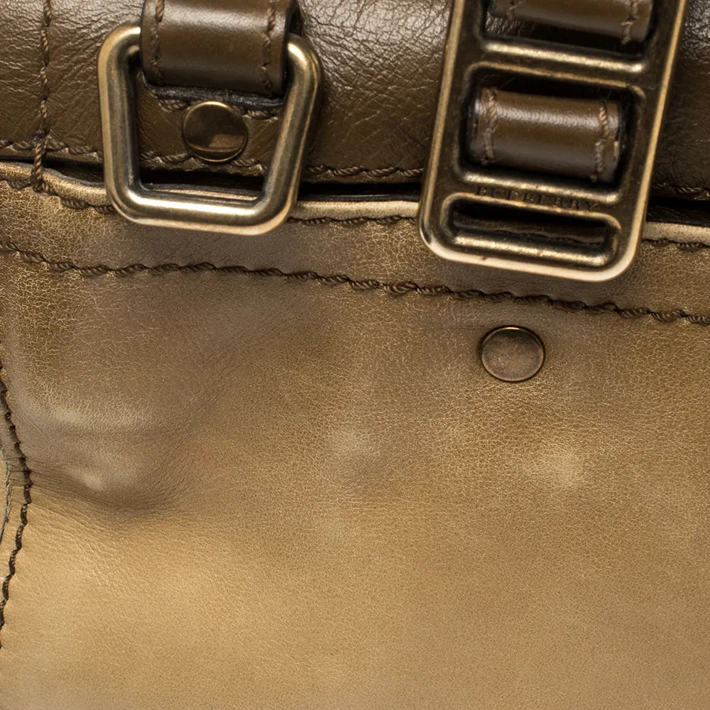 Trendy Inspired Burberry Two Tone Brown Leather Satchel