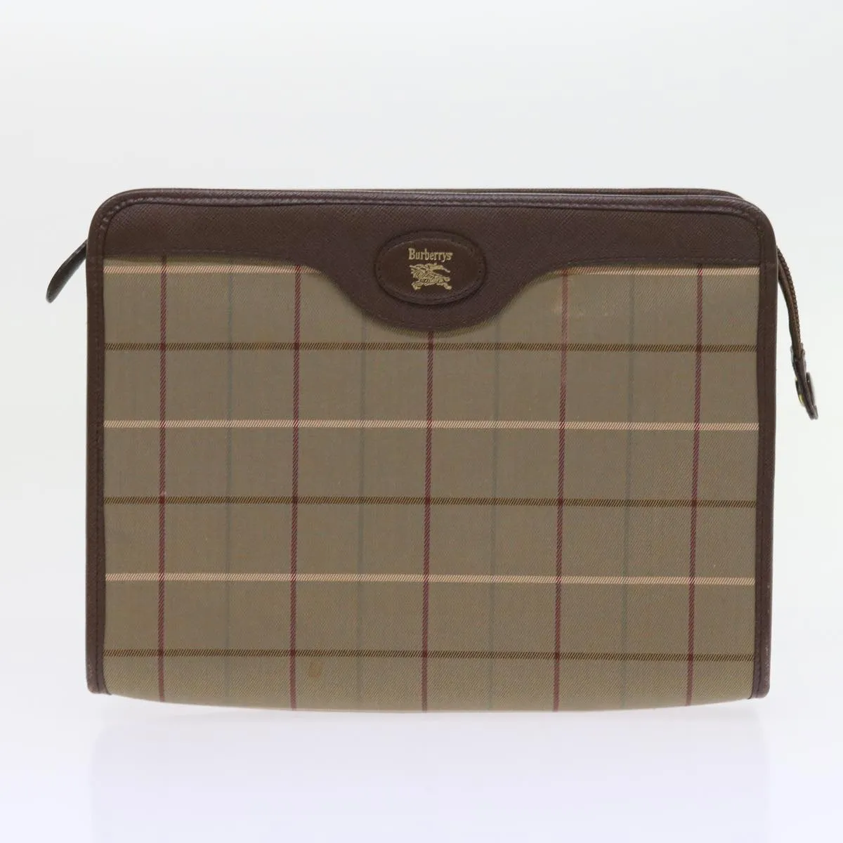 Trendy Inspired Burberryss Nova Check Clutch Bag Canvas 2set Brown Auth Bs8985
