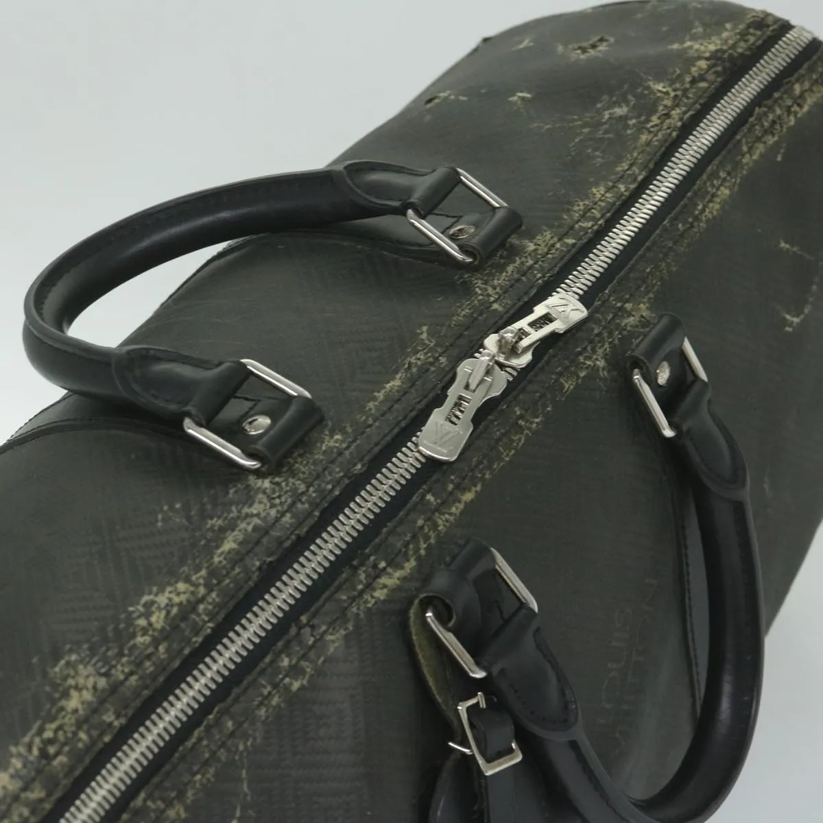 Trendy Inspired Louis Vuitton Damier Carbon Keepall 45 Boston Bag Black N41415 Lv Auth Bs10511