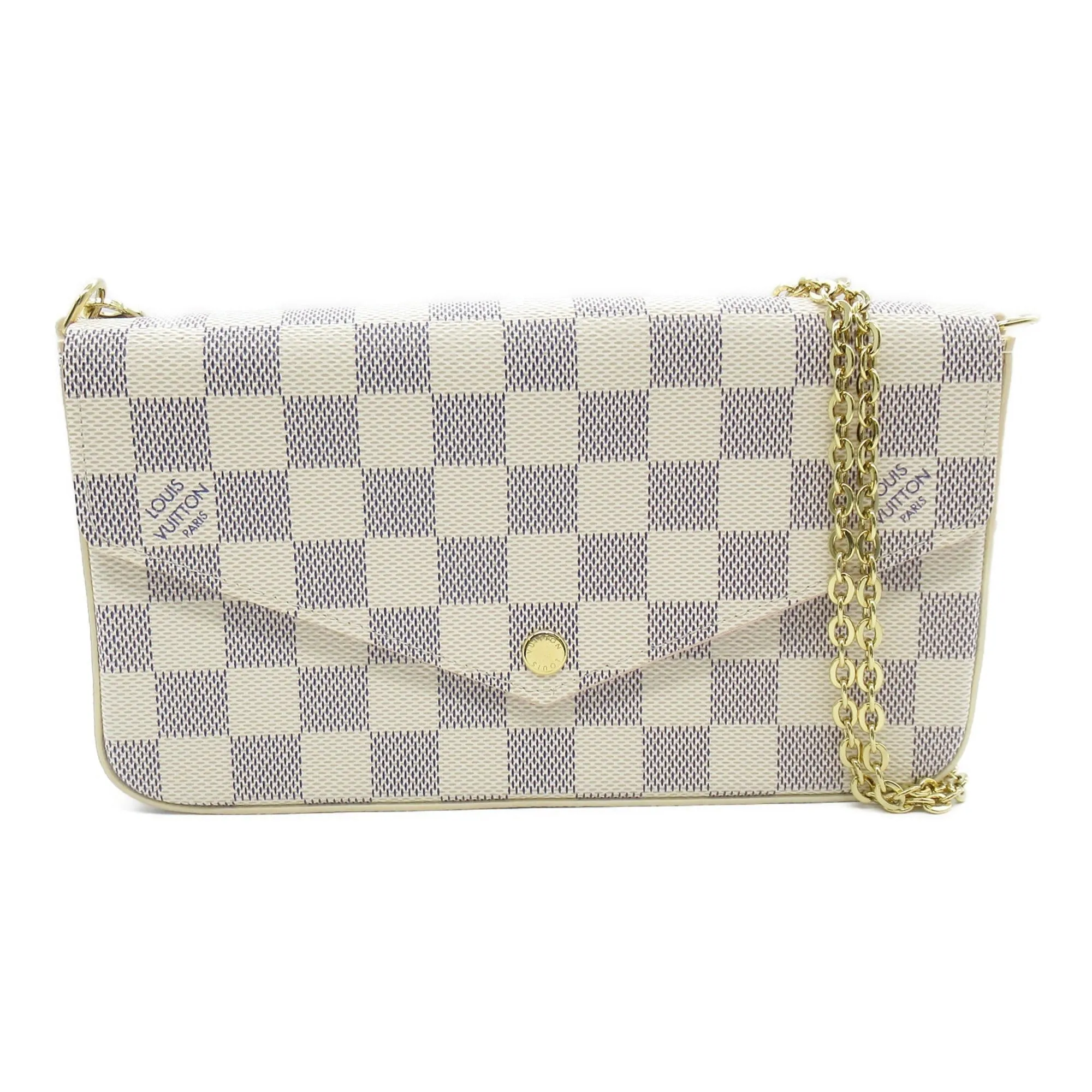 Trendy Inspired Louis Vuitton Pochette Felice White Damier Azur Leather N40491