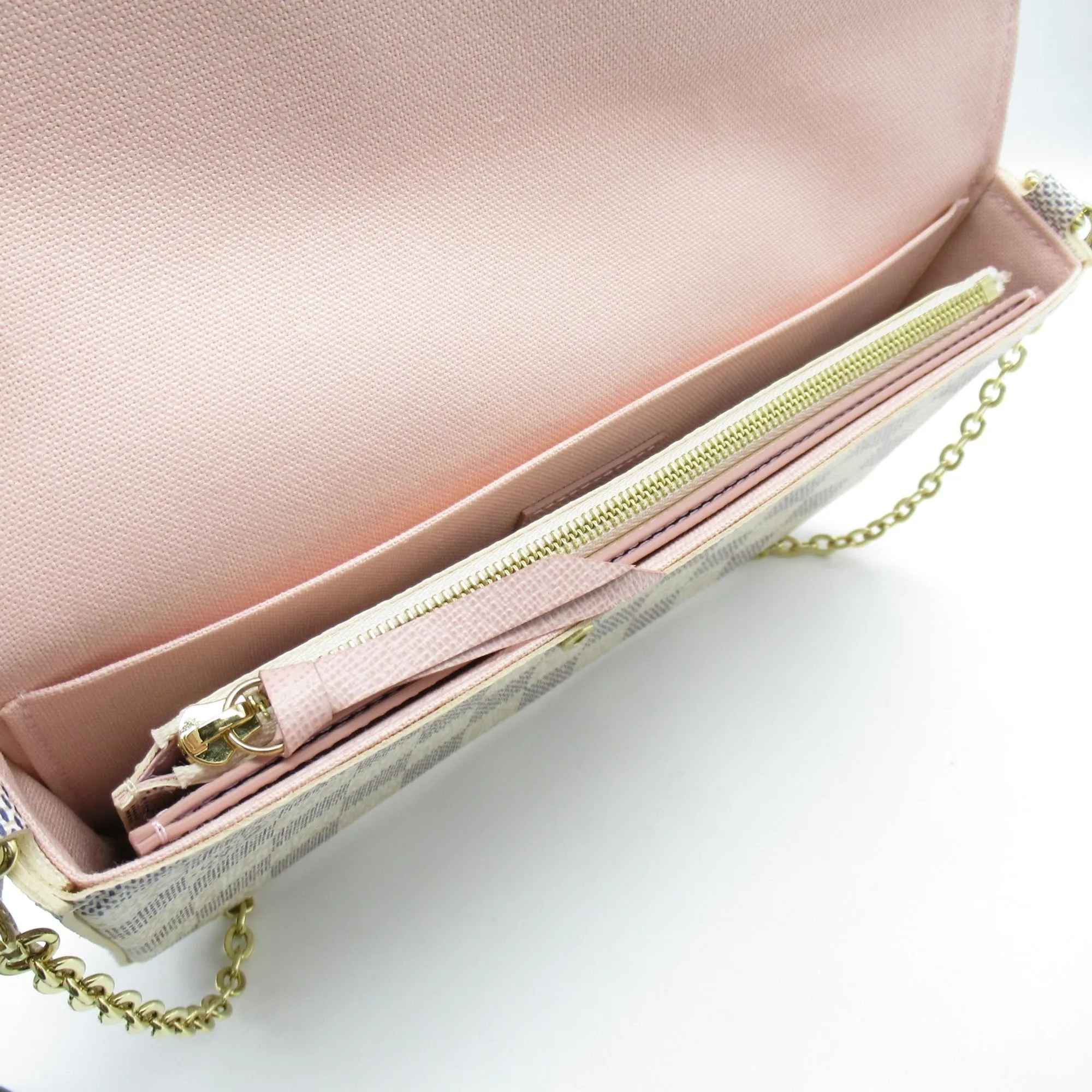 Trendy Inspired Louis Vuitton Pochette Felice White Damier Azur Leather N40491