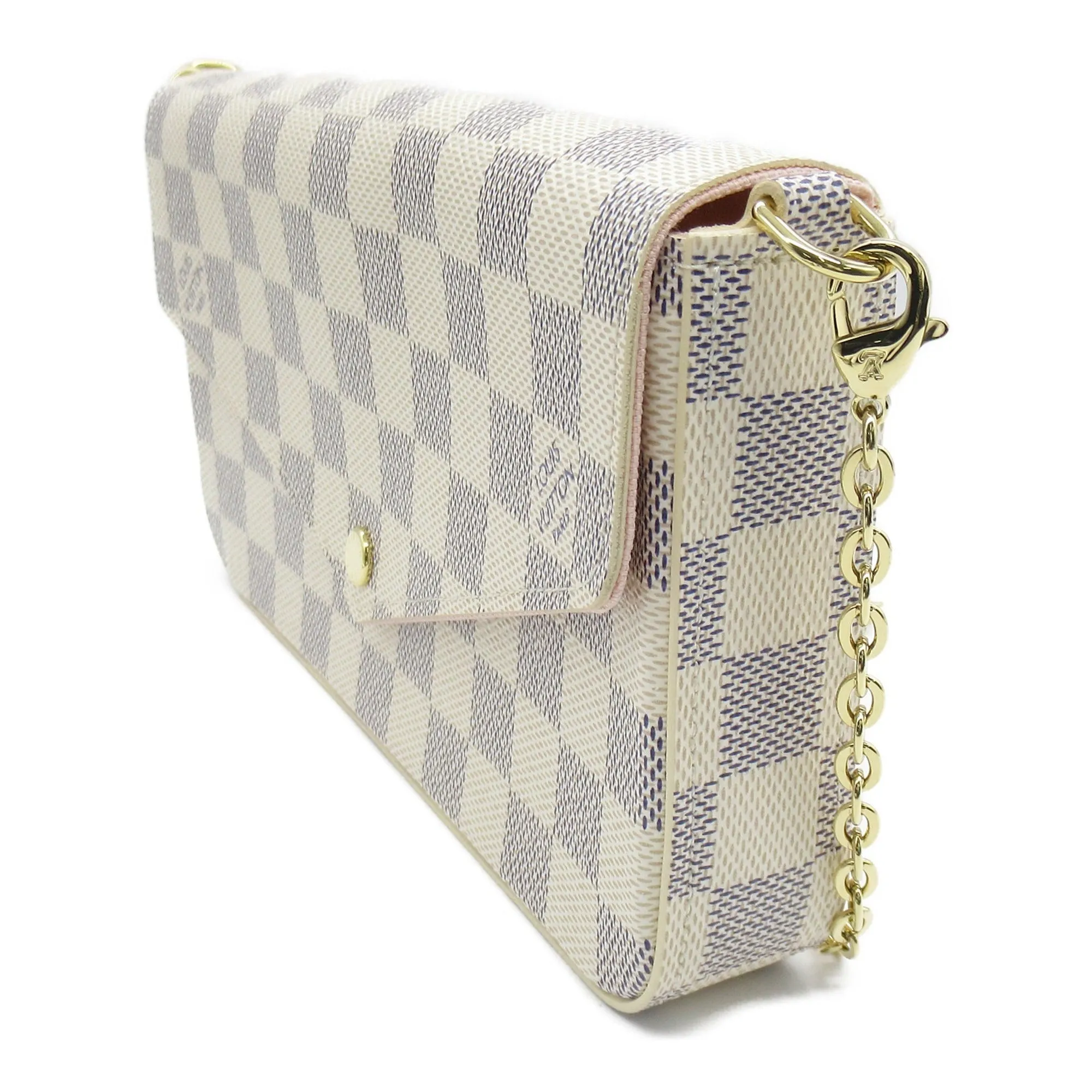 Trendy Inspired Louis Vuitton Pochette Felice White Damier Azur Leather N40491