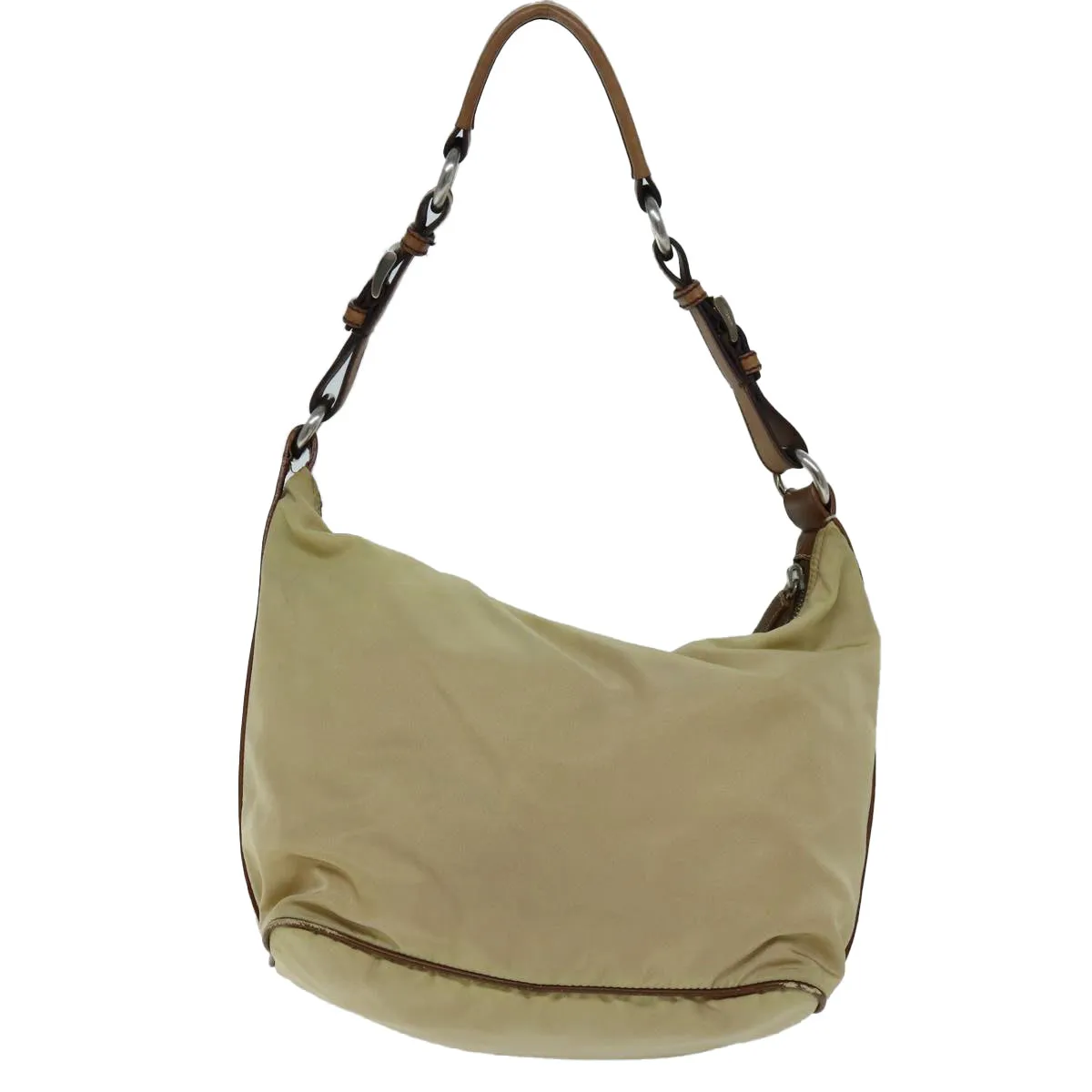 Trendy Inspired Prada Shoulder Bag Nylon Beige Auth 73602