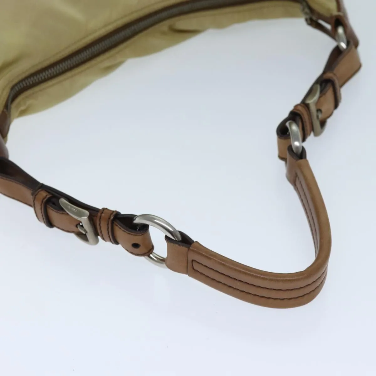 Trendy Inspired Prada Shoulder Bag Nylon Beige Auth 73602