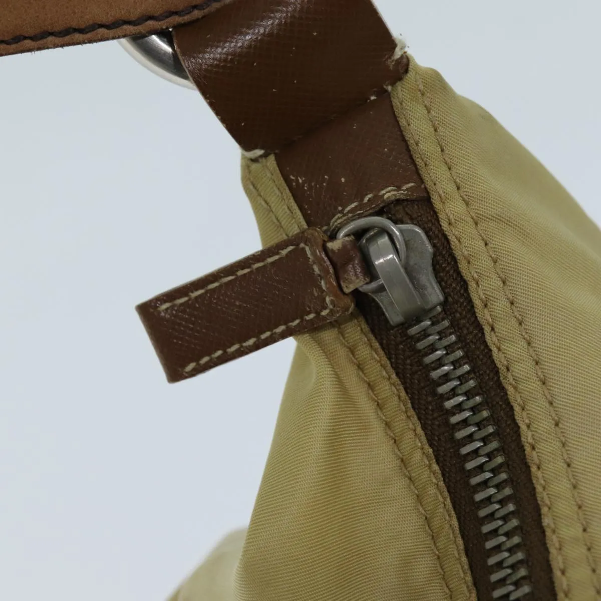 Trendy Inspired Prada Shoulder Bag Nylon Beige Auth 73602