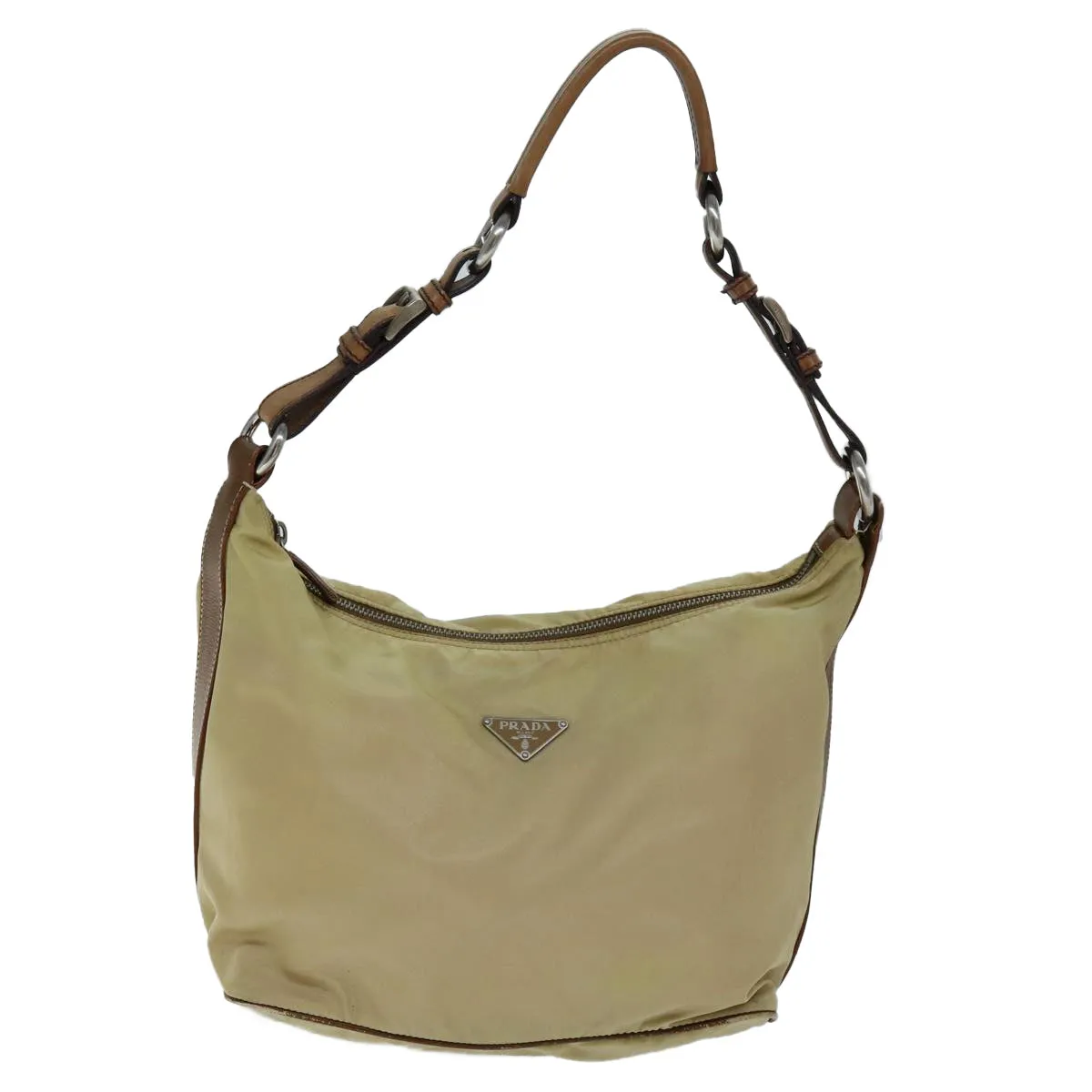 Trendy Inspired Prada Shoulder Bag Nylon Beige Auth 73602