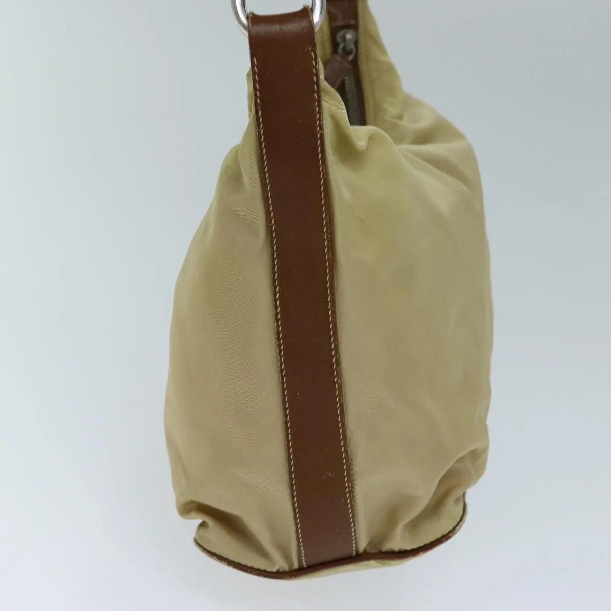 Trendy Inspired Prada Shoulder Bag Nylon Beige Auth 73602
