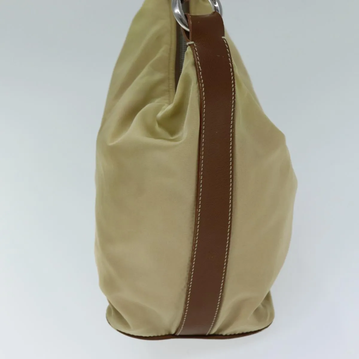 Trendy Inspired Prada Shoulder Bag Nylon Beige Auth 73602