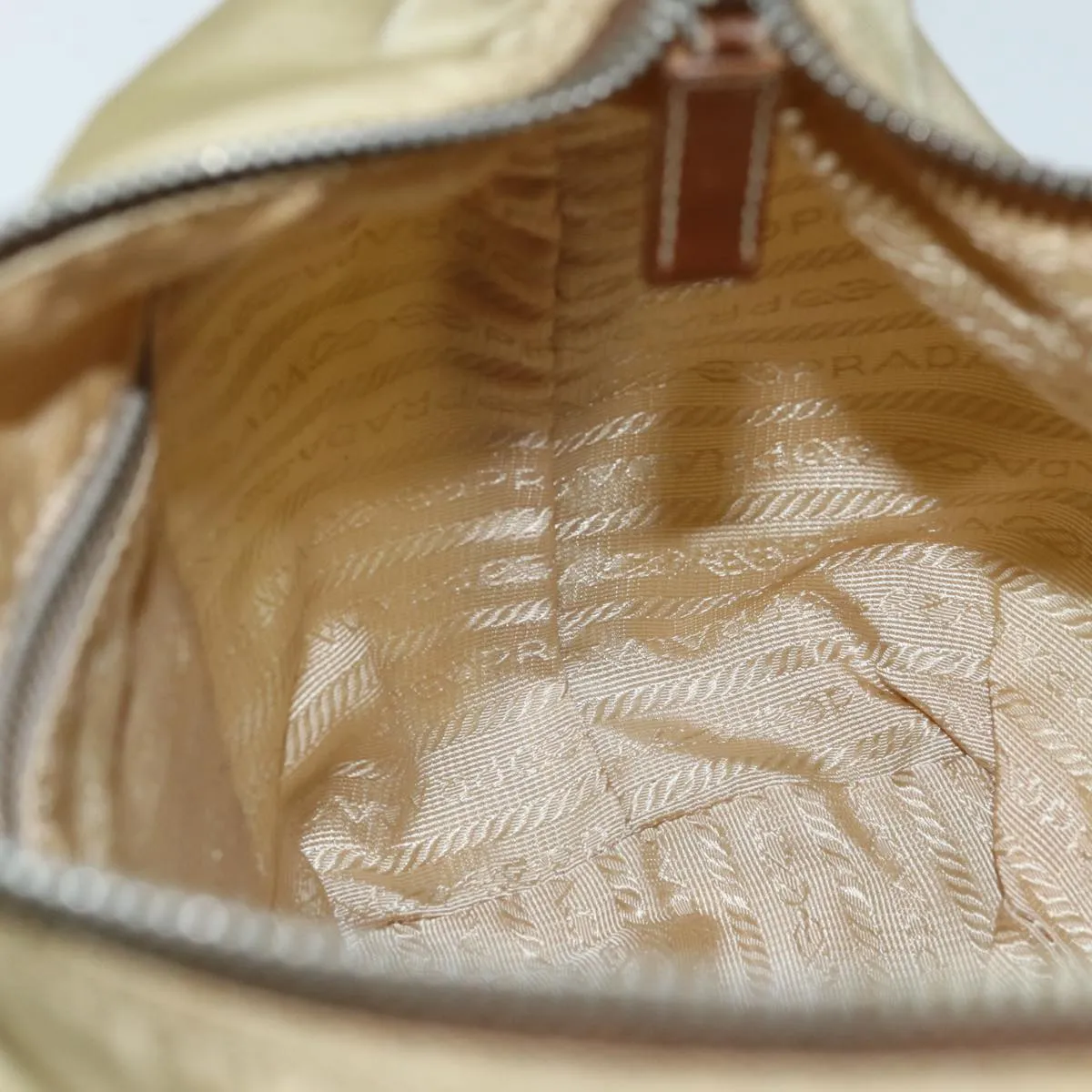 Trendy Inspired Prada Shoulder Bag Nylon Beige Auth 73602