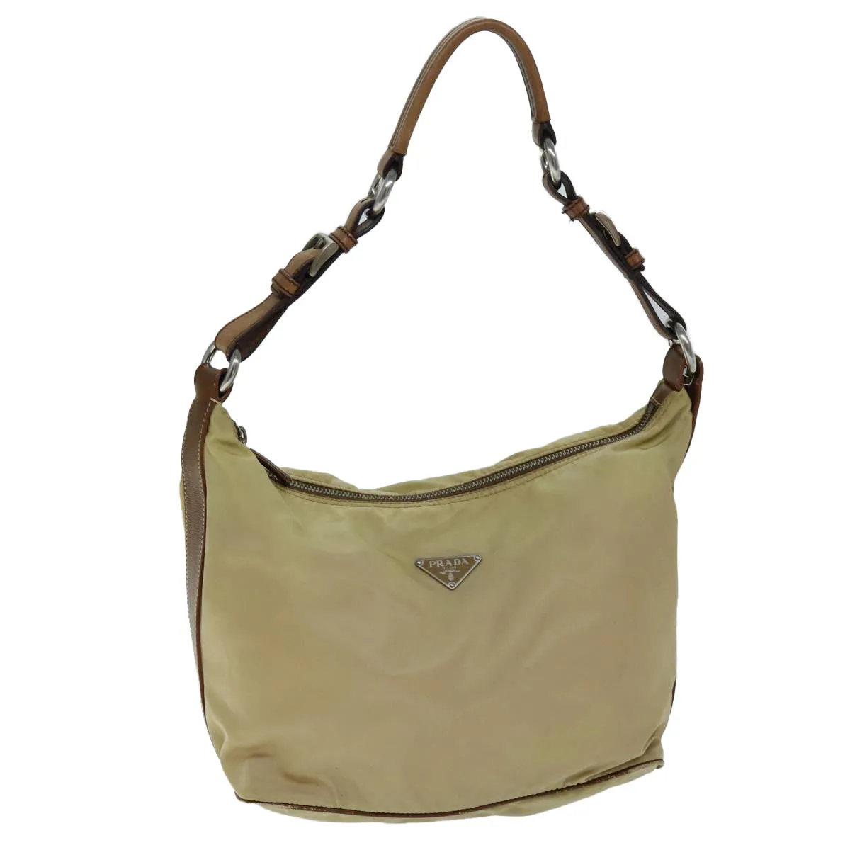 Trendy Inspired Prada Shoulder Bag Nylon Beige Auth 73602