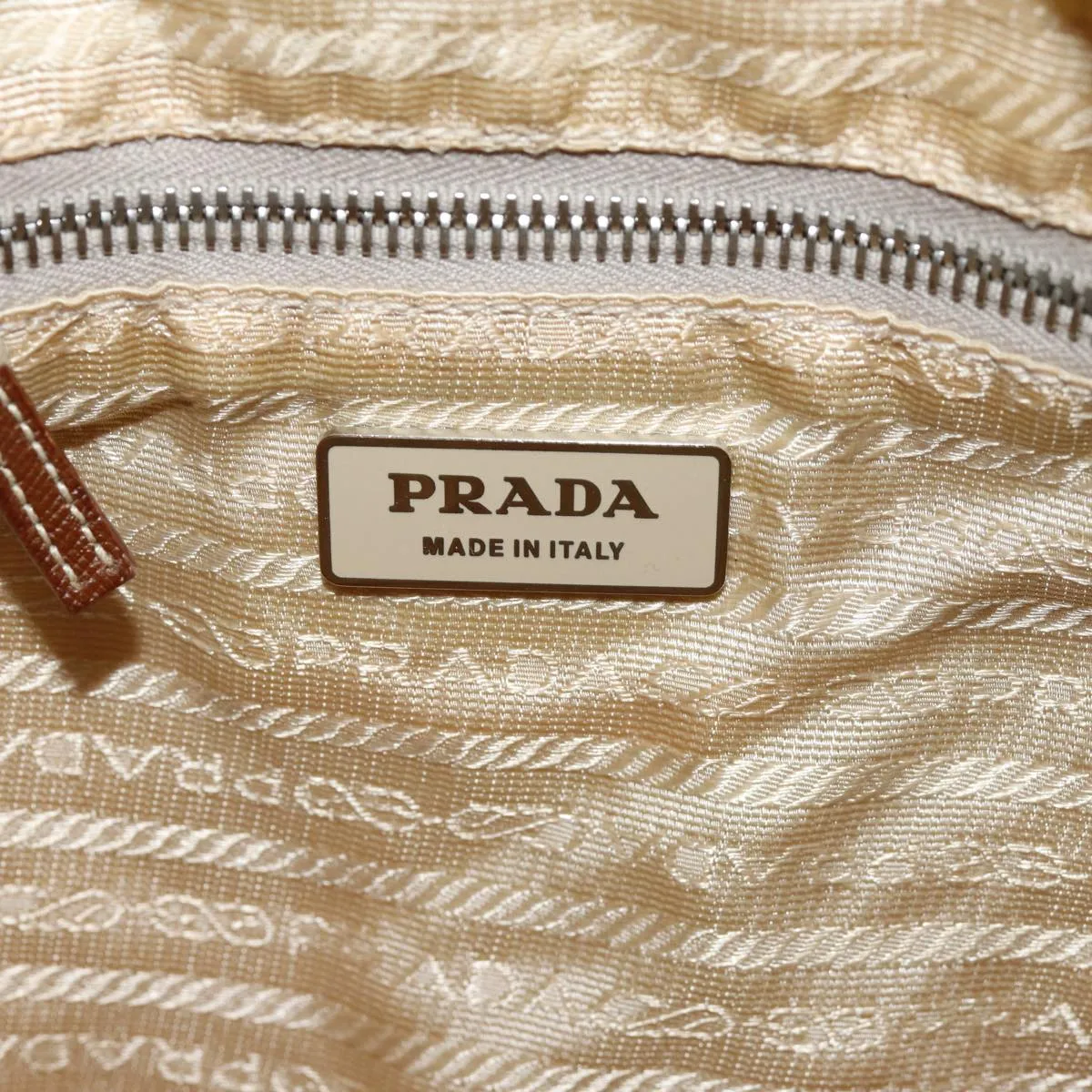 Trendy Inspired Prada Shoulder Bag Nylon Beige Auth 73602