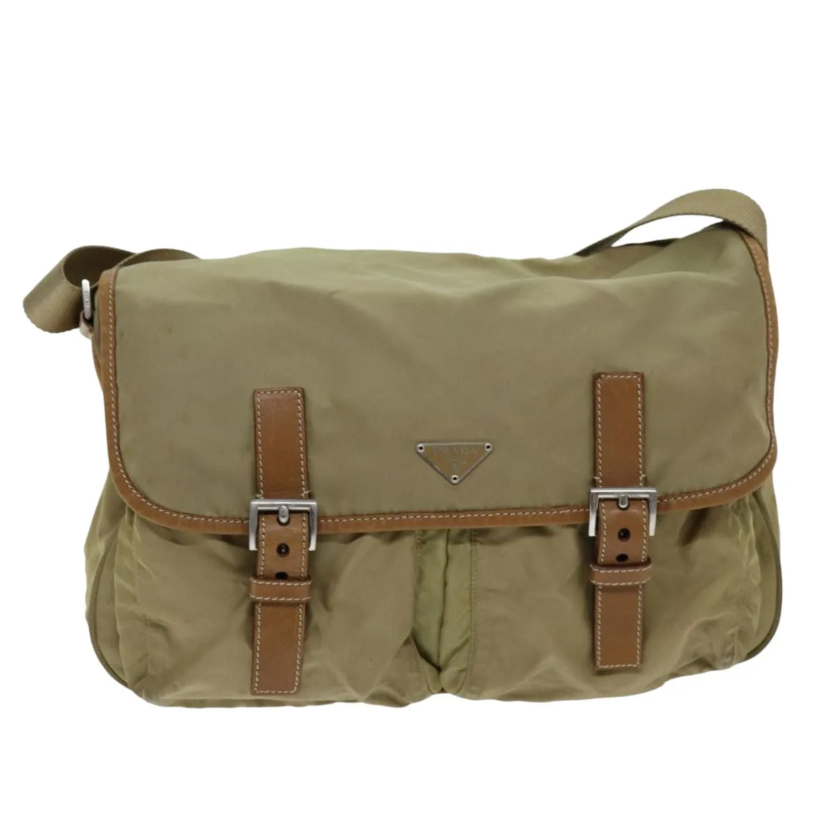 Trendy Inspired Prada Shoulder Bag Nylon Beige Auth 75615