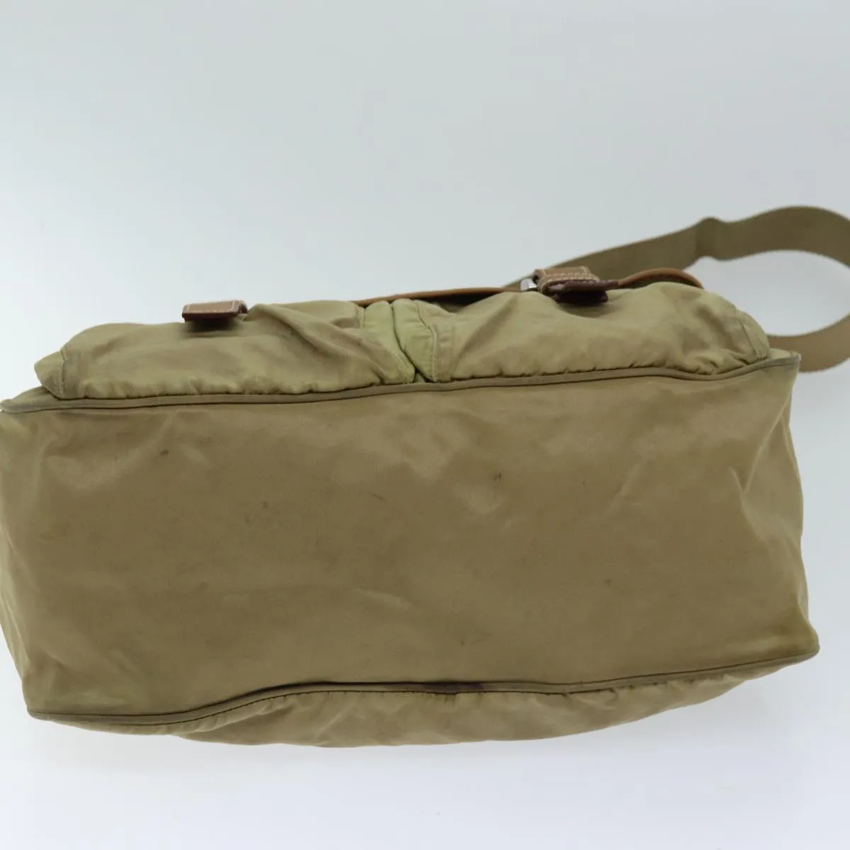 Trendy Inspired Prada Shoulder Bag Nylon Beige Auth 75615