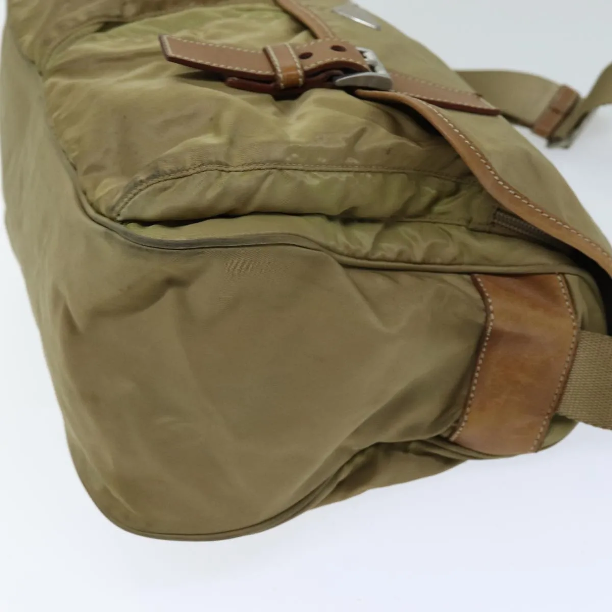 Trendy Inspired Prada Shoulder Bag Nylon Beige Auth 75615