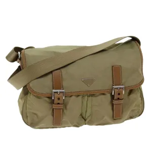 Trendy Inspired Prada Shoulder Bag Nylon Beige Auth 75615
