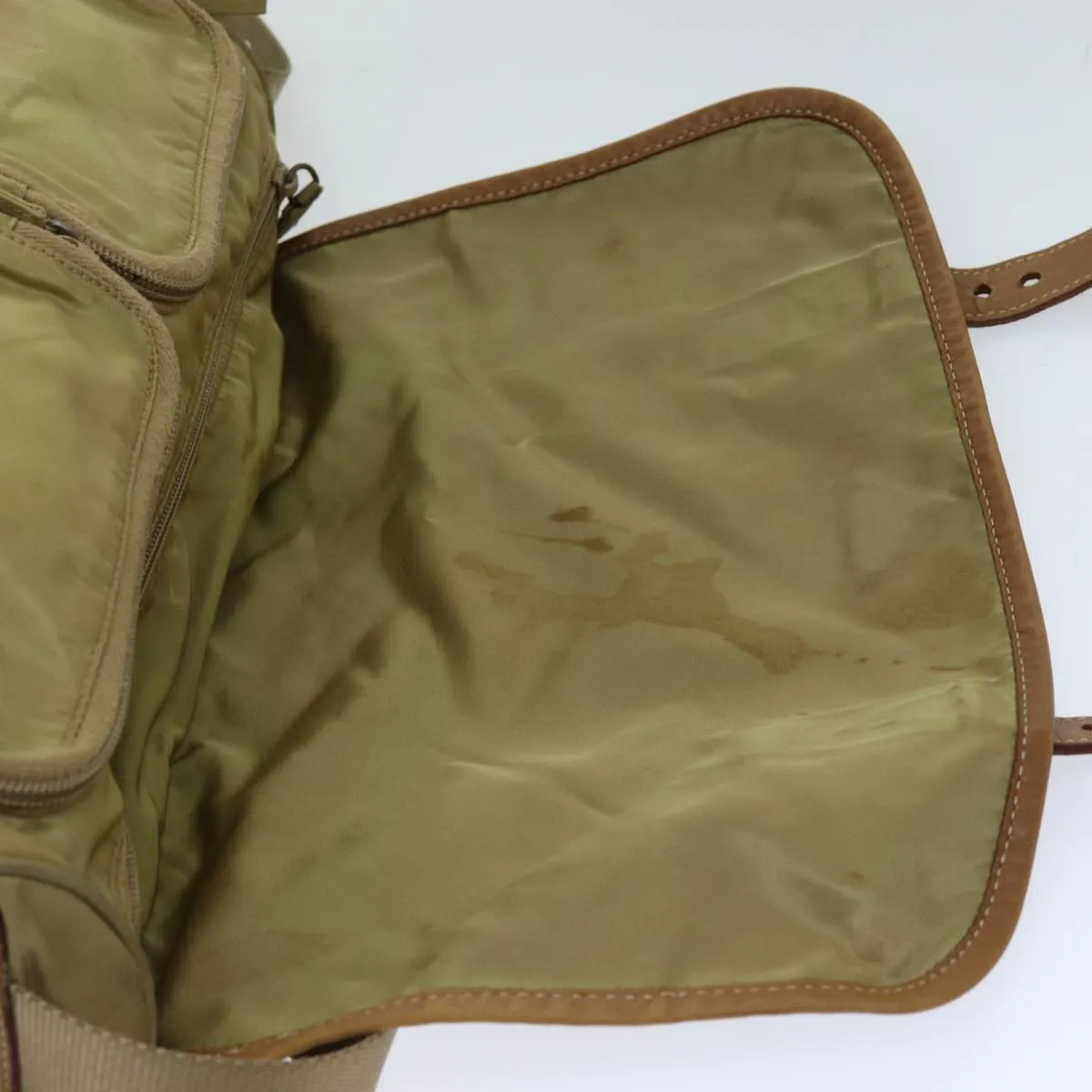 Trendy Inspired Prada Shoulder Bag Nylon Beige Auth 75615