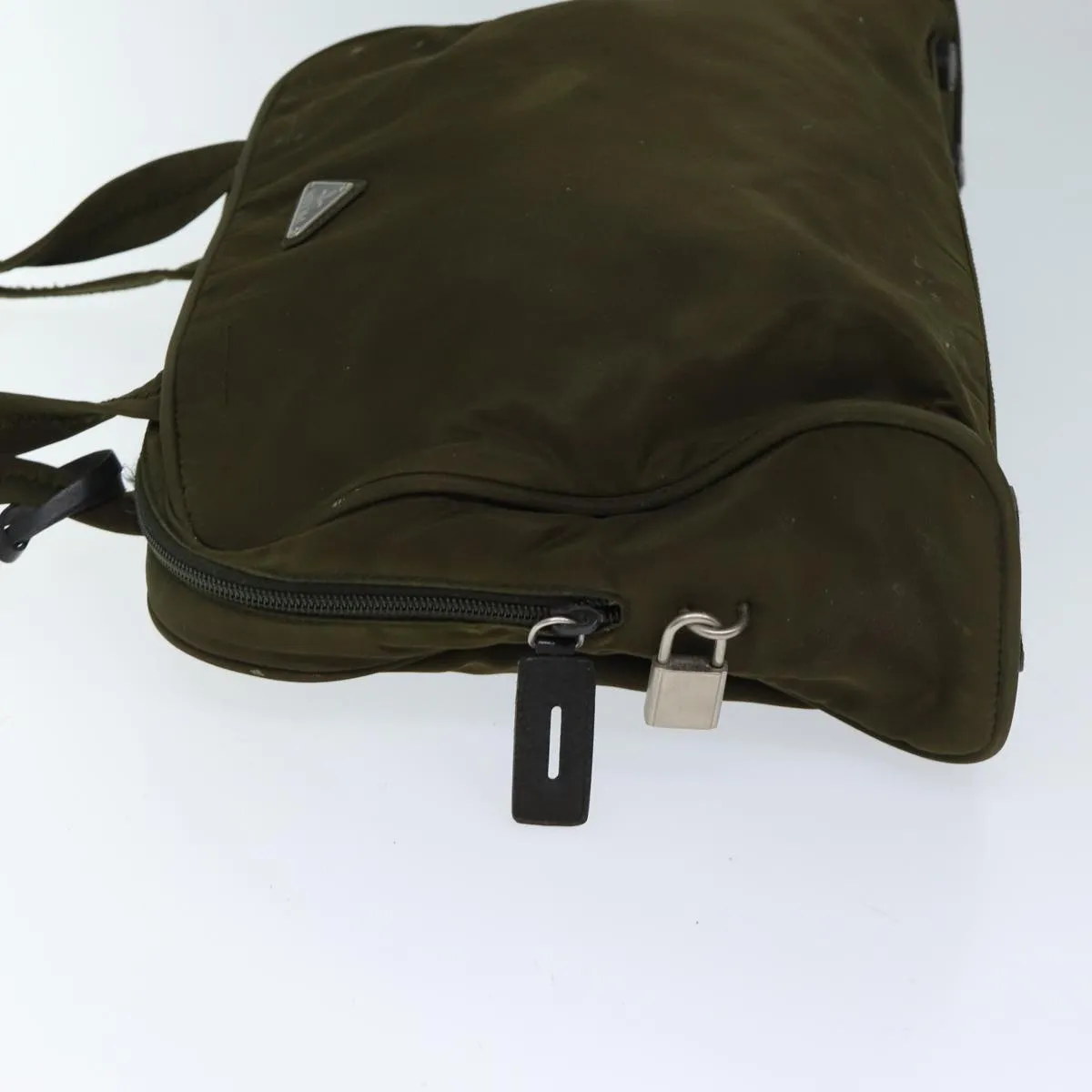 Trendy Inspired Prada Shoulder Bag Nylon Khaki Auth 71908