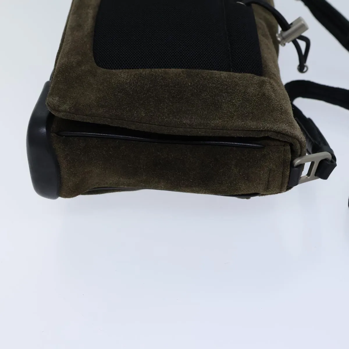 Trendy Inspired Prada Shoulder Bag Suede Khaki Auth 72953