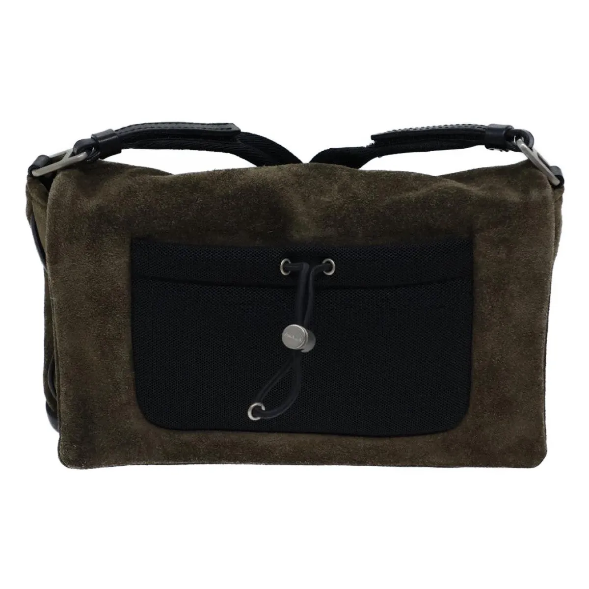 Trendy Inspired Prada Shoulder Bag Suede Khaki Auth 72953