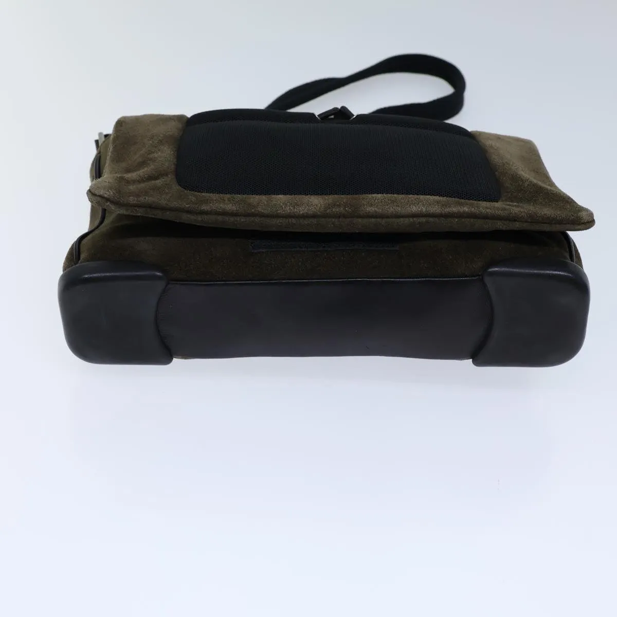 Trendy Inspired Prada Shoulder Bag Suede Khaki Auth 72953