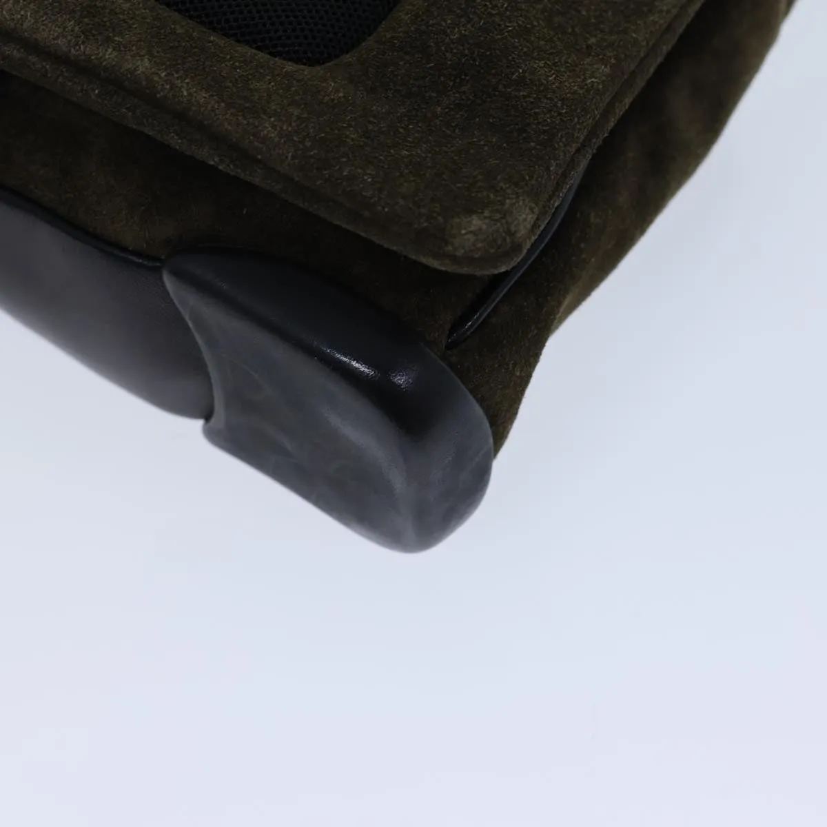 Trendy Inspired Prada Shoulder Bag Suede Khaki Auth 72953