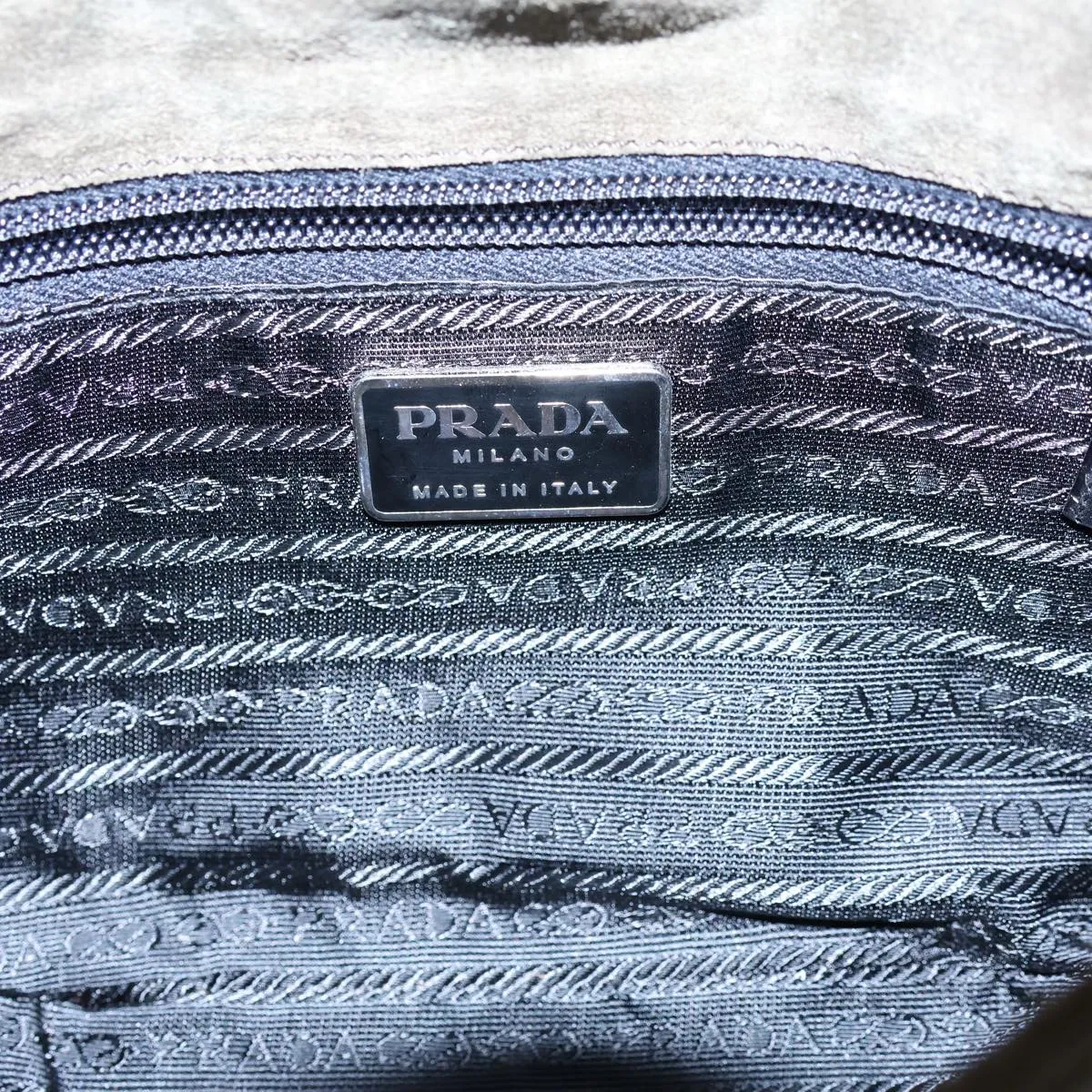 Trendy Inspired Prada Shoulder Bag Suede Khaki Auth 72953