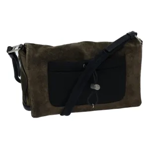 Trendy Inspired Prada Shoulder Bag Suede Khaki Auth 72953