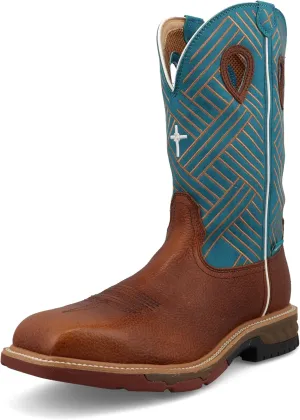 Twisted X Men's 12" Western Work Boot, Square Toe Alloy Toe with CellStretch