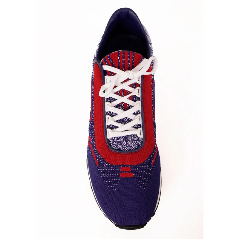 UK 10.5 US 11.5 NEW $760 PRADA Blue Red White Mln 70 KNIT LOGO TRAINERS SNEAKERS