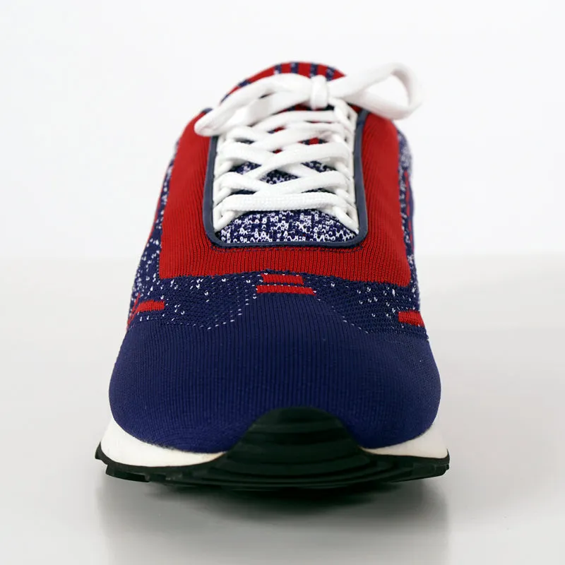 UK 10.5 US 11.5 NEW $760 PRADA Blue Red White Mln 70 KNIT LOGO TRAINERS SNEAKERS