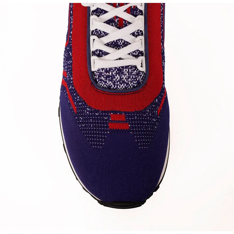 UK 10.5 US 11.5 NEW $760 PRADA Blue Red White Mln 70 KNIT LOGO TRAINERS SNEAKERS