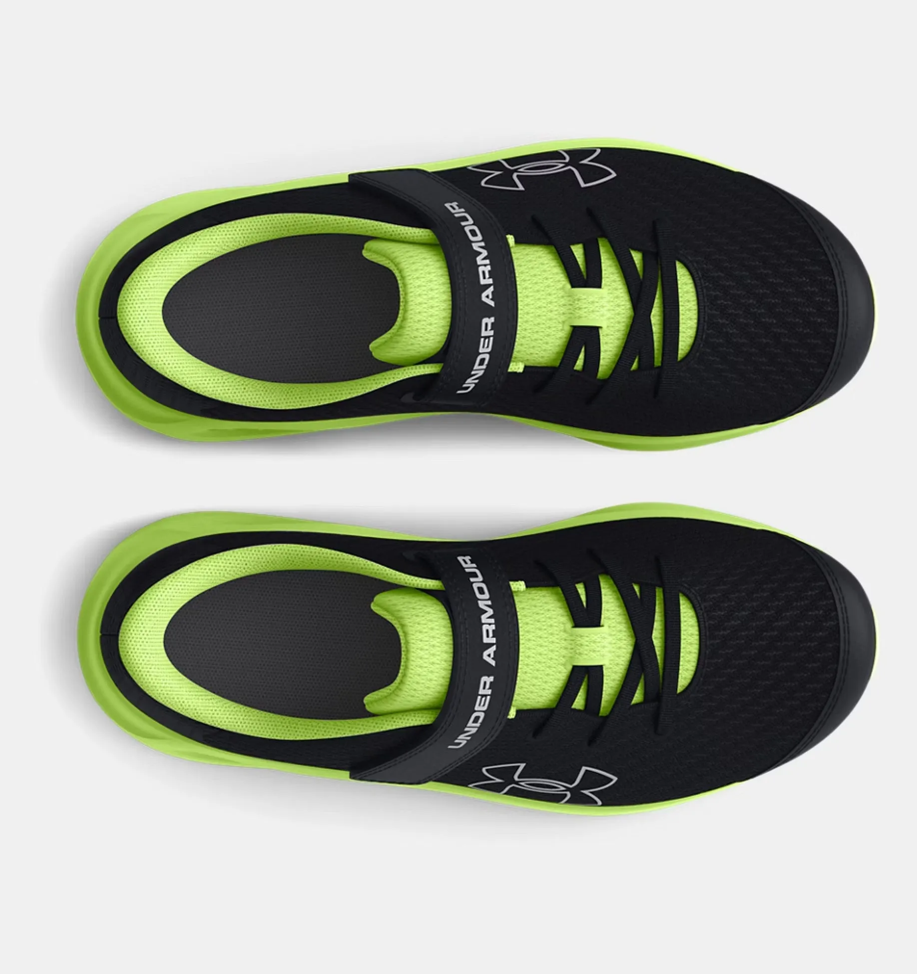 Under Armour Boys' Pre-School UA Pursuit 3 AC Big Logo Running Shoes - Black / Morph Green / Mod Gray