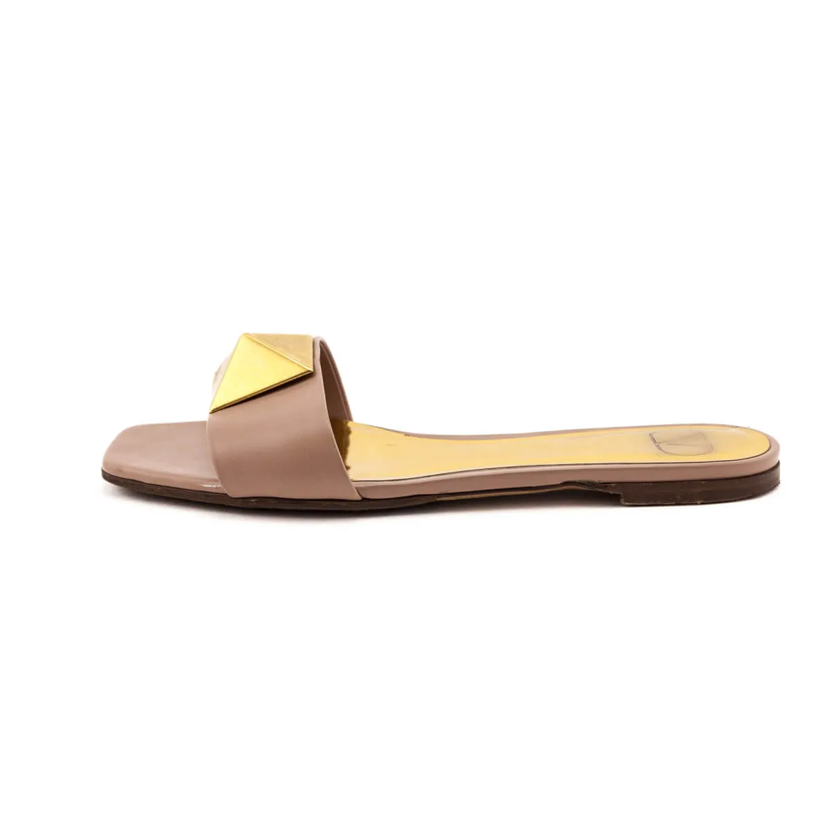 Valentino Nude One Stud Slide Sandals Size US 7 | EU 37