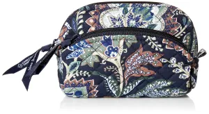 Vera Bradley Women's Cotton Mini Cosmetic Organizer Makeup Bag, Java Navy Camo - Recycled Cotton, One Size US