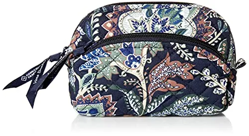 Vera Bradley Women's Cotton Mini Cosmetic Organizer Makeup Bag, Java Navy Camo - Recycled Cotton, One Size US