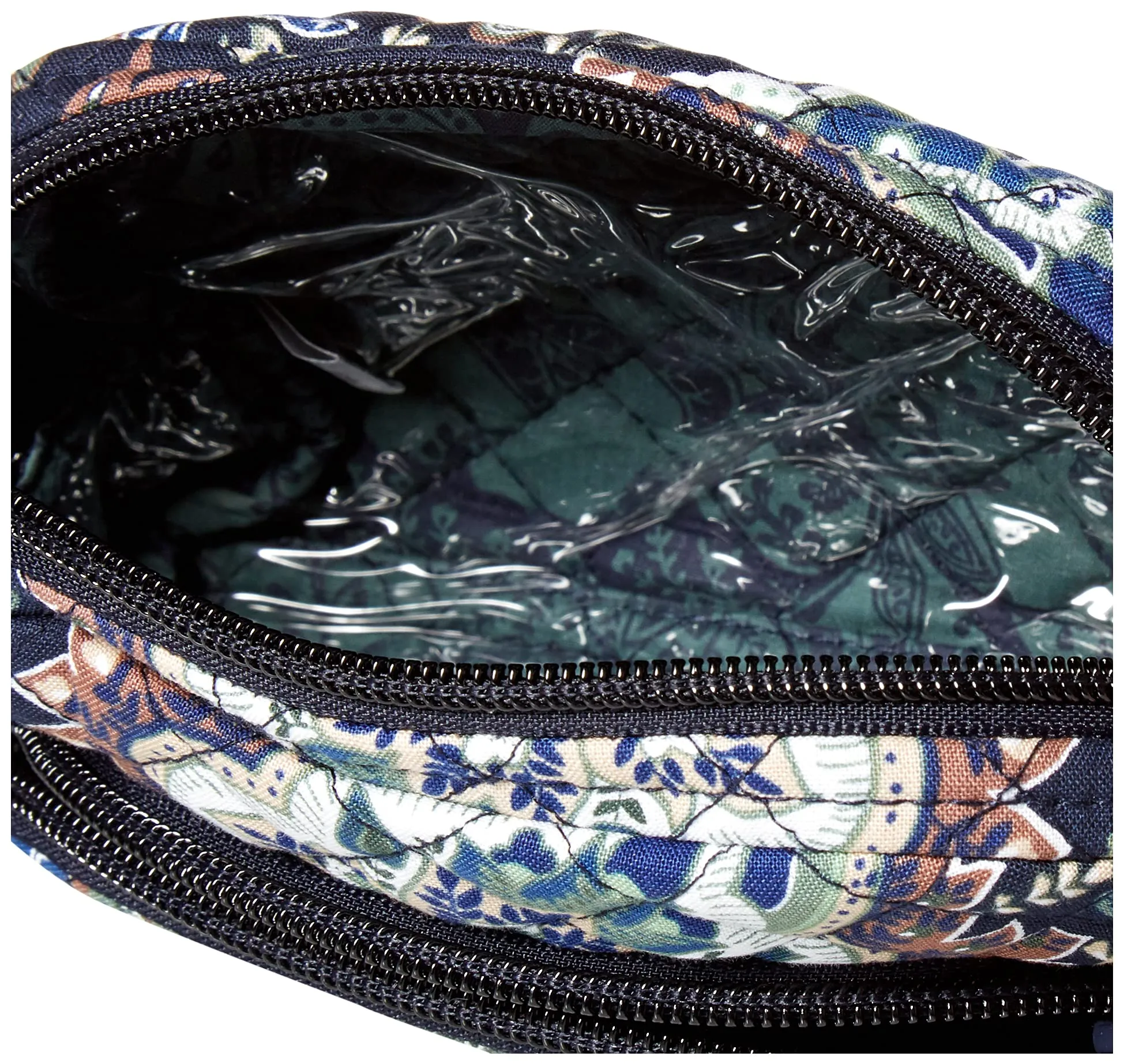 Vera Bradley Women's Cotton Mini Cosmetic Organizer Makeup Bag, Java Navy Camo - Recycled Cotton, One Size US
