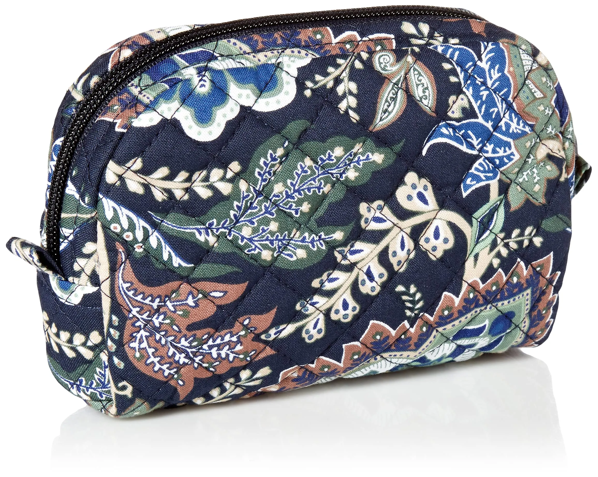 Vera Bradley Women's Cotton Mini Cosmetic Organizer Makeup Bag, Java Navy Camo - Recycled Cotton, One Size US