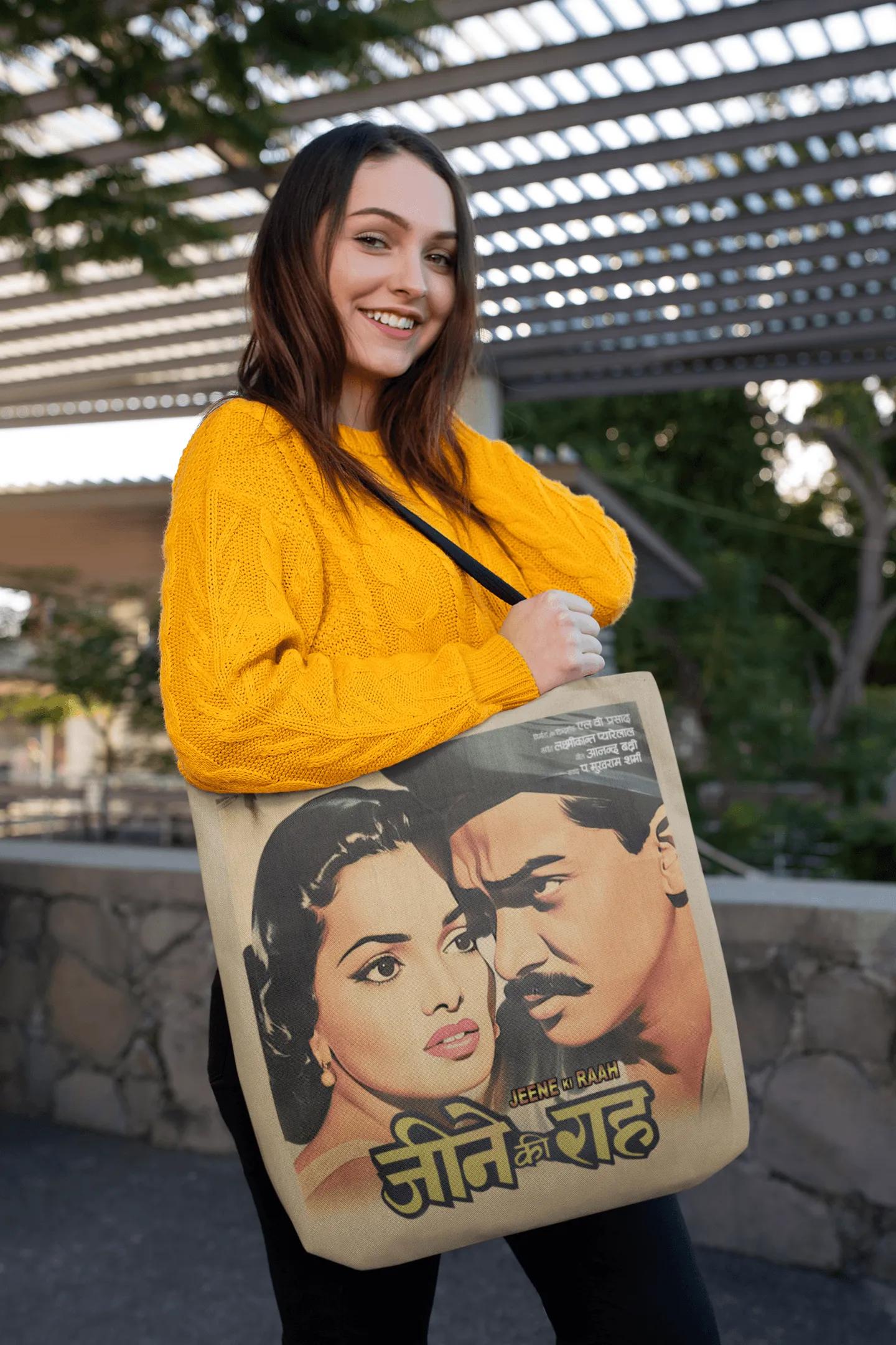 Vintage Bollywood Movie Poster Tote Bag - Jeene Ki Raah
