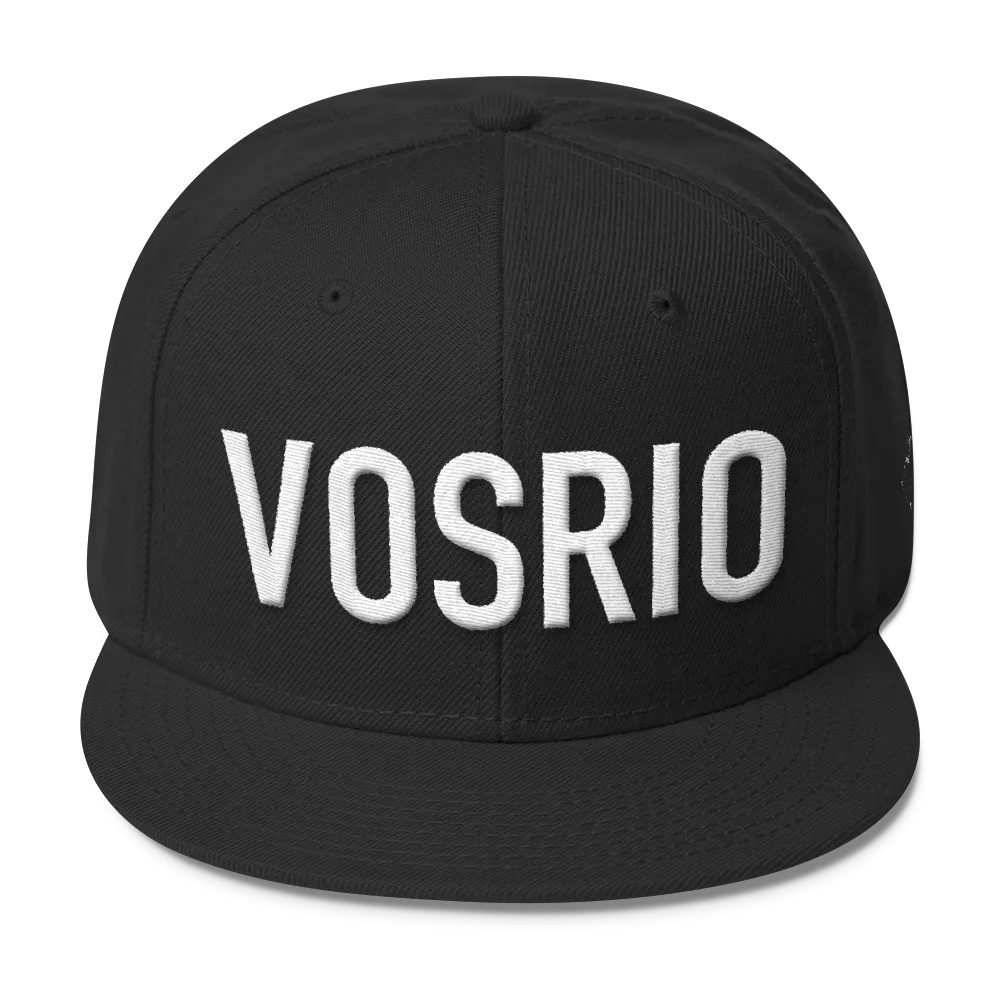 VOSRIO Black Wool Blend Snapback