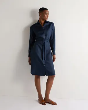 Women's Catania Linen Shirt Dress Navy Blue
